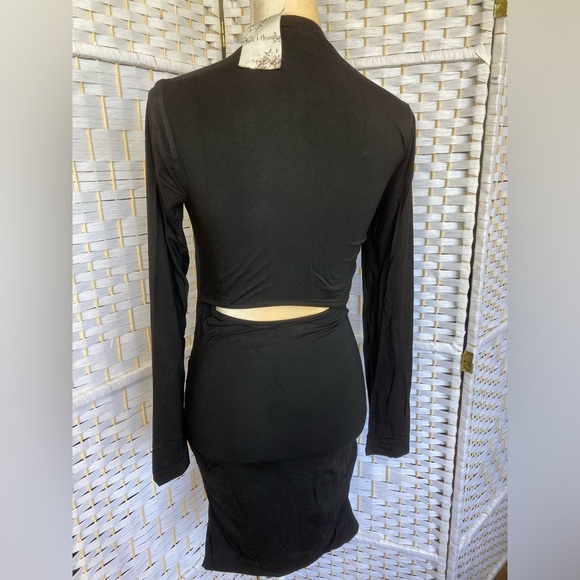 NWT Hem & Thread Black Silhouette MIDI Dress size S Side Ruching - Picture 7 of 8